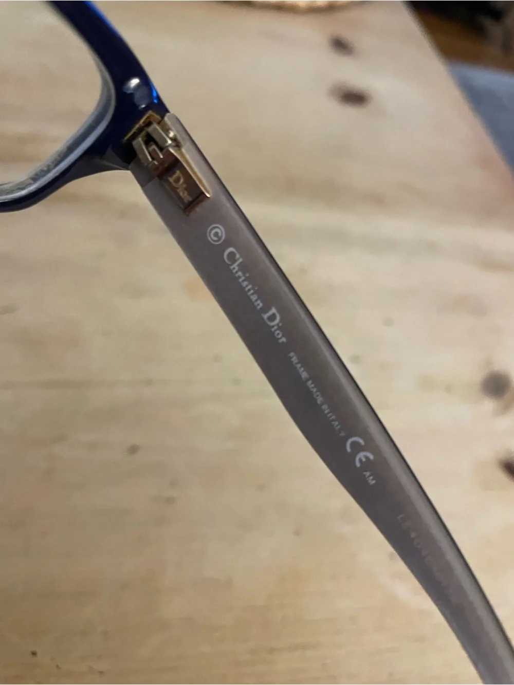 Dior Navy Blue Cat-Eye Optical Glasses with Gold Logo